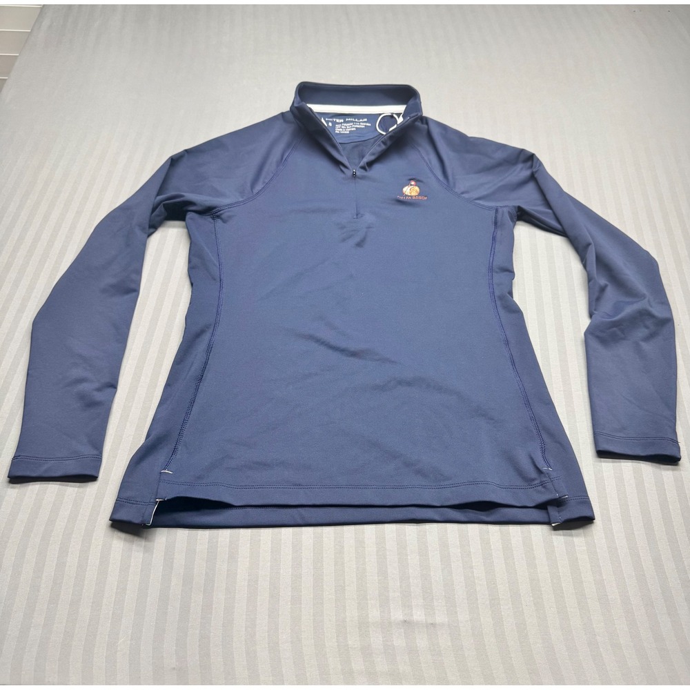 Peter Millar Crown Sport Womens S Navy Blue Quarter Zip Fields Ranch Pullover